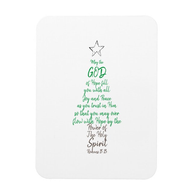 Romans 15:13 Christmas Tree God Hope Joy & Peace Magnet (Vertical)