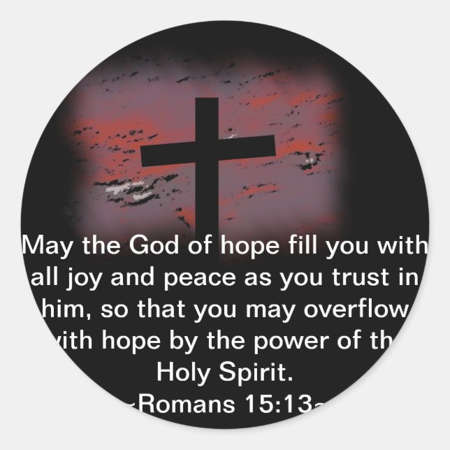 Romans 15:13 classic round sticker (Front)