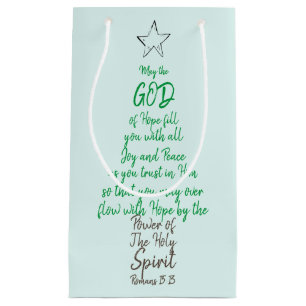 Romans 15:13 God Hope Joy & Peace Christmas Card Small Gift Bag