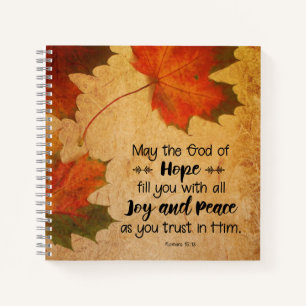 Romans 15:13 God of Hope Autumn Leaves Notebook