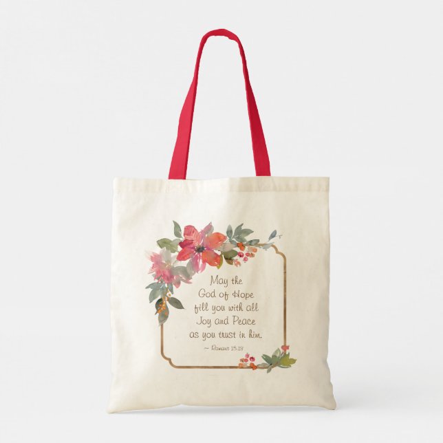 Romans 15:13 God of Hope, Christmas Tote Bag (Back)