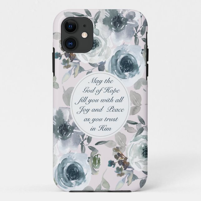 Romans 15:13 God of Hope, Floral Case-Mate iPhone Case (Back)