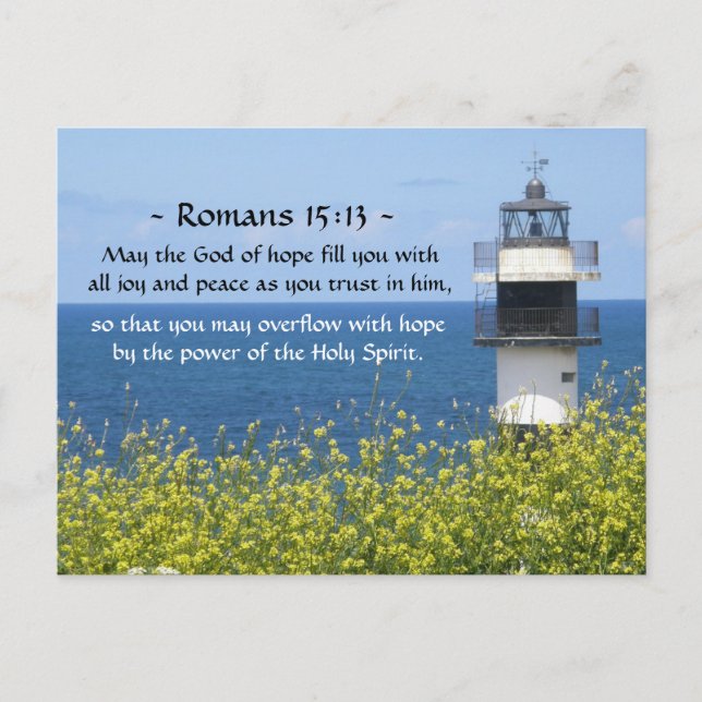 Romans 15:13 May the God of Hope, Lighthouse Postcard (Front)