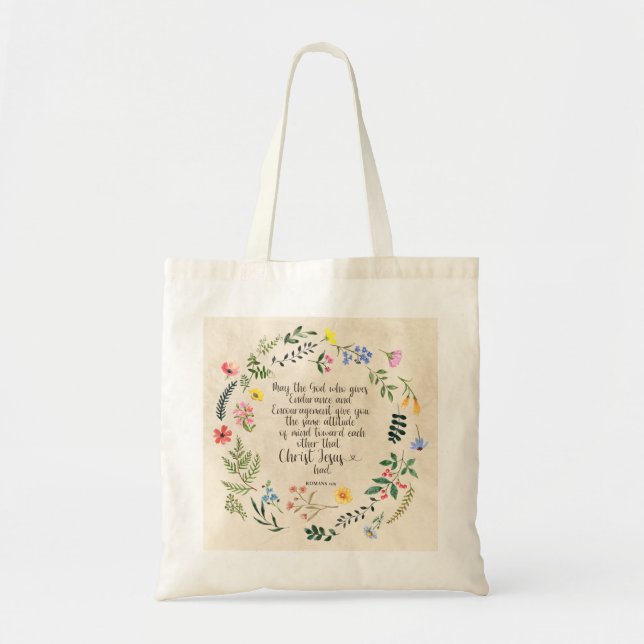 Romans 15:15 Christian Bible Verse Watercolor  Tote Bag (Front)