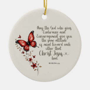 Romans 15:5 Bible Verse Image Ceramic Tree Decoration