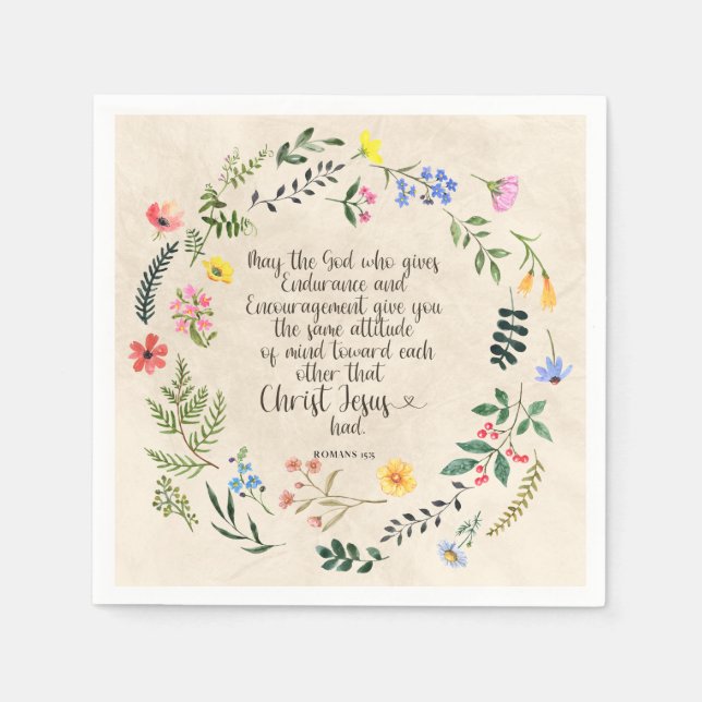 Romans 15:5 Bible Verse Image Napkin (Front)