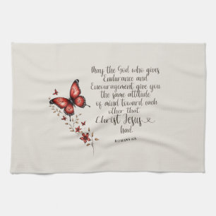 Romans 15:5 Bible Verse Image Tea Towel