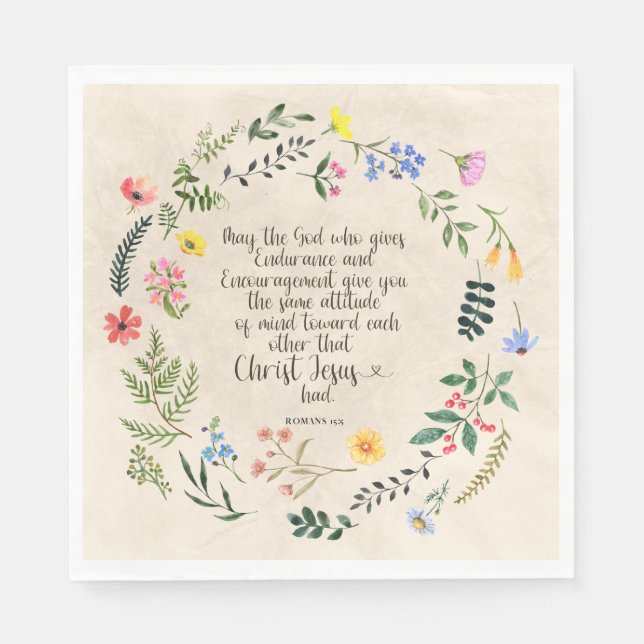 Romans 15:5 Bible Verse Paper Napkins (Front)