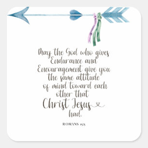 Romans 15:5 Bible Verse Square Sticker