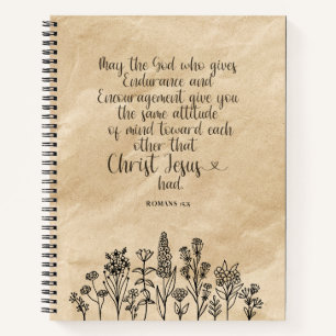 Romans 15:5 Christian Bible Verse Image Notebook