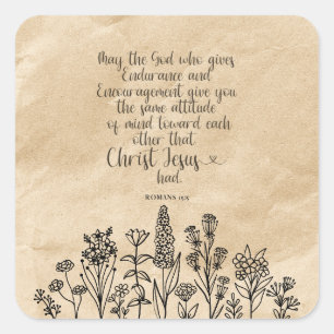 Romans 15:5 Christian Bible Verse Image  Square Sticker