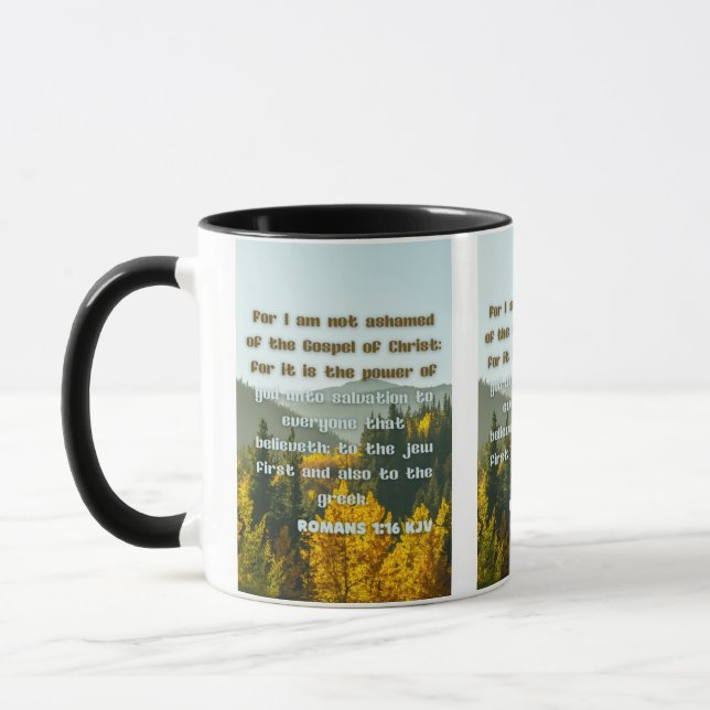 Romans 1:16 KJV Bible Verse Pic Two-Tone Mug (Left)