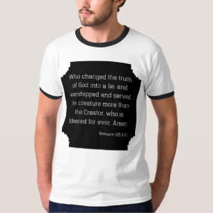 Romans 1:25 Bible Verse Quote KJV Mens Ringer T-Shirt