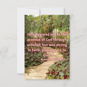 Romans 4:20 KJV Bible Verse Pic Flat Greeting Card