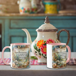 Romans 5:10 Scripture Elegant Pink Gold Floral  Mug