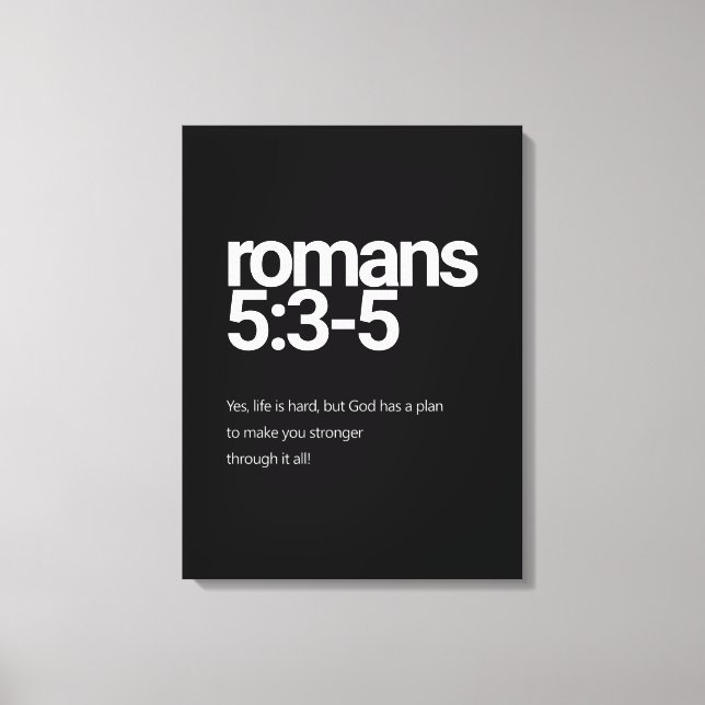Romans 5:3 Minimalist Christian Canvas Wall Art (Front)
