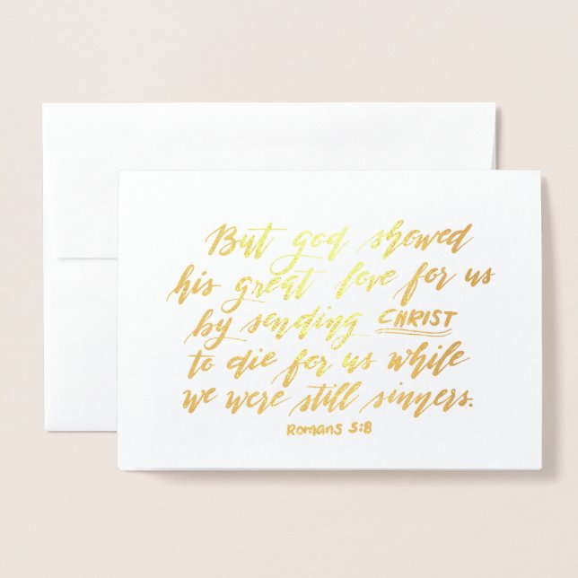 Romans 5:8 foil card (Front With Envelope)