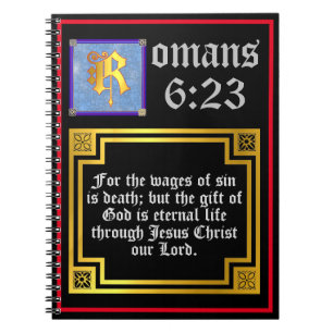 Romans 623 Gold Letter Eternal Life Bible Verse Notebook