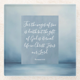 Romans 6:23 Customisable Bible Verse Glass Coaster