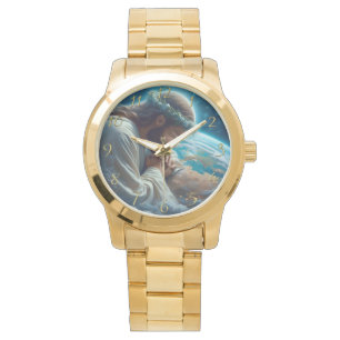 Romans 6:23 hand holding cross gold watch