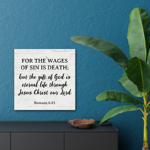 Romans 6:23 King James Bible Rustic Inspirational  Poster