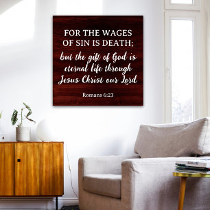 Romans 6:23 King James Bible Rustic Inspirational  Poster