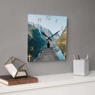Romans 6:23 sitting on the dock  square wall clock
