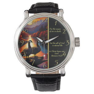 Romans 6:23 White Church gold Watch