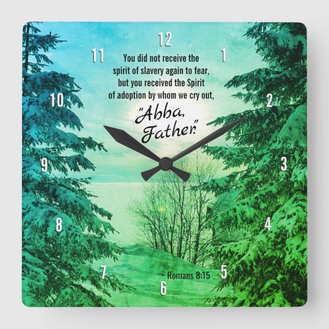 Romans 8:15 We cry out "Abba Father" Square Wall Clock (Front)