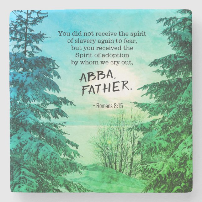 Romans 8:15 We cry out "Abba Father" Stone Coaster (Front)