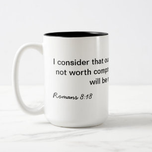 Romans 8:18 Two-Tone coffee mug