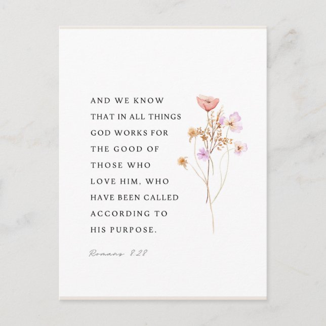 Romans 8:28 All Things Work Together Poster Postcard (Front)