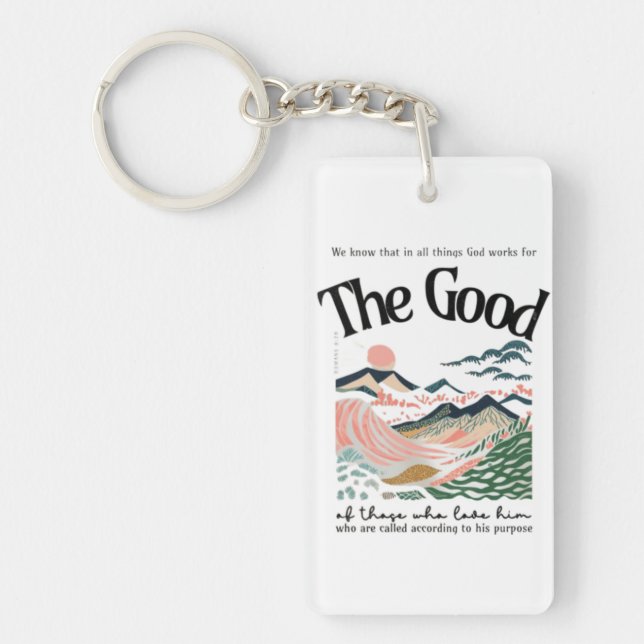 Romans 8:28 Artwork Key Ring (Front)