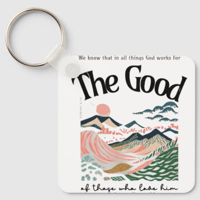 Romans 8:28 Artwork Key Ring (Front)