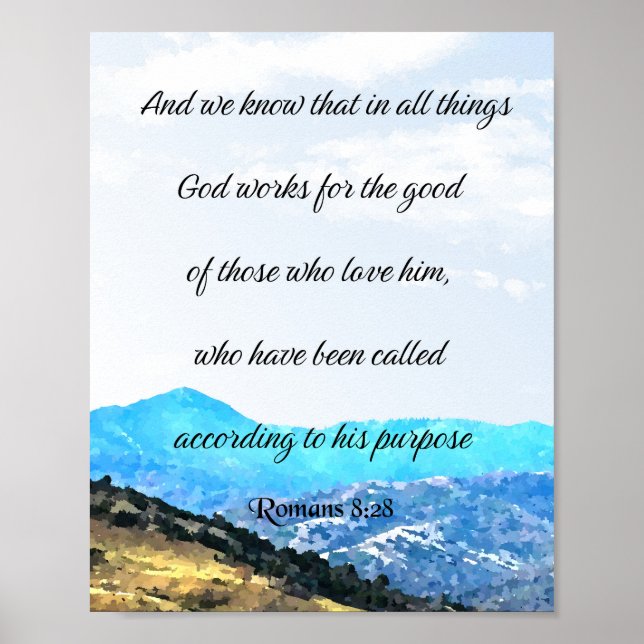 Romans 8:28, Bible verse Poster (Front)