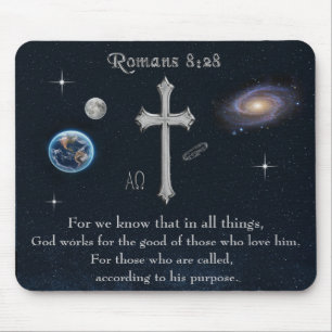 Romans 8:28 Christian Bible verse Mouse Pad