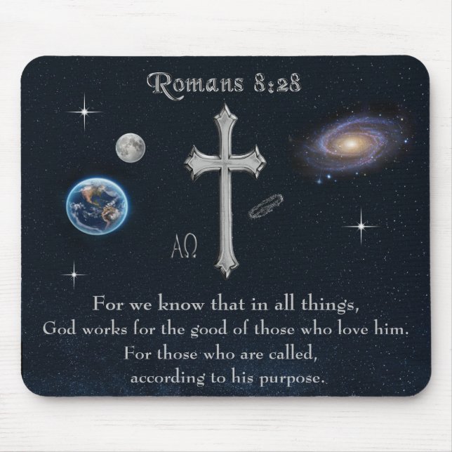 Romans 8:28 Christian Bible verse Mouse Pad (Front)