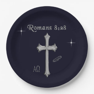 Romans 8:28 Christian Bible verse Paper Plate