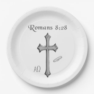 Romans 8:28 Christian Bible verse Paper Plate