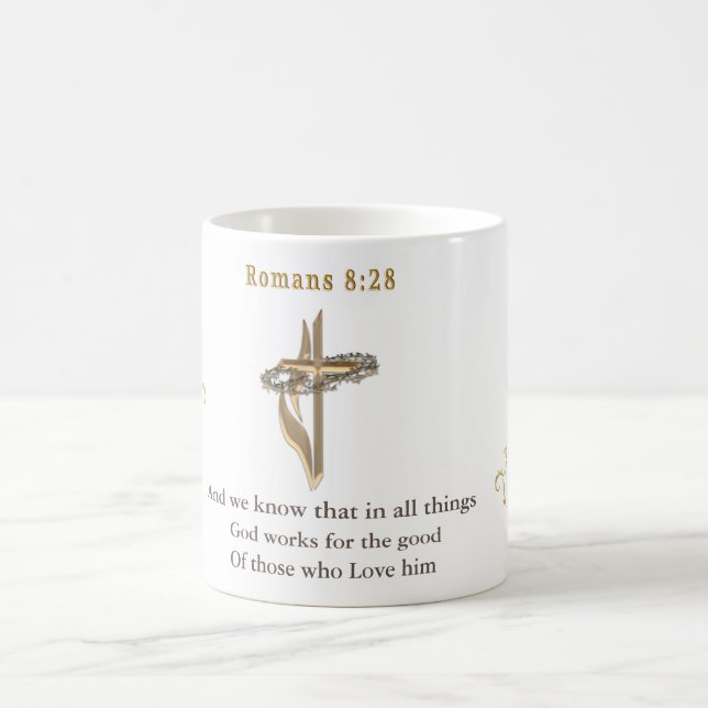 Romans 8:28 Christian  Coffee Mug (Center)