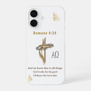 Romans 8:28 Christian iPhone 16 Case