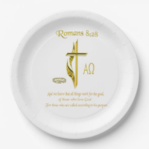 Romans 8:28 Christian merchandise Paper Plate