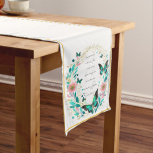 Romans 8:28 Flowers and butterflies  Medium Table Runner