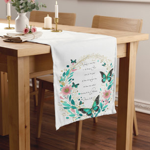 Romans 8:28 Flowers and butterflies  Medium Table Runner