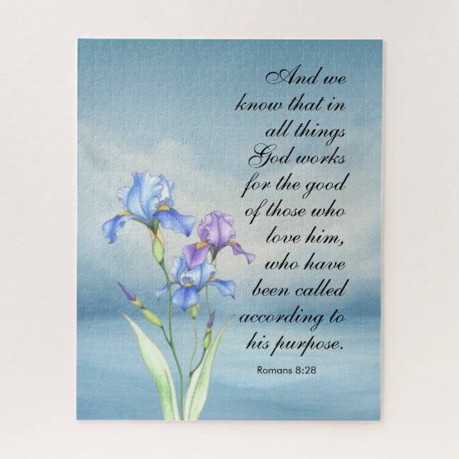 Romans 8:28 Iris Watercolor Jigsaw Puzzle (Vertical)