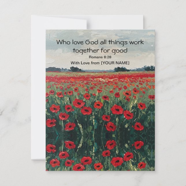 Romans 8:28 Personalised Flat Card (Front)