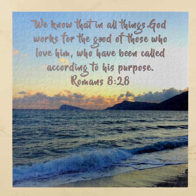 Romans 8:28 Soothing Bible Verse And Beach  Jigsaw Puzzle (Creator Uploaded)