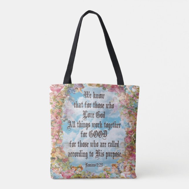 Romans 8:28 tote bag (Back)