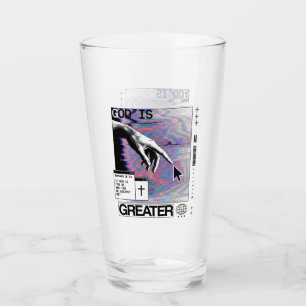 Romans 8:31 Cyberpunk Hand Of God Glitch Art Glass