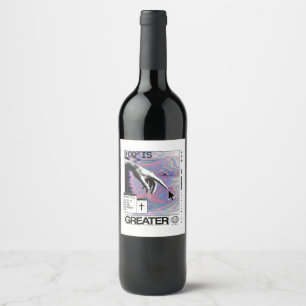 Romans 8:31 Cyberpunk Hand Of God Glitch Art Wine Label